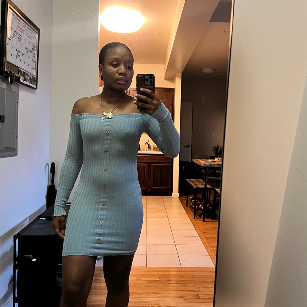 Fashion Nova Jacklyn of the shoulder mini dress